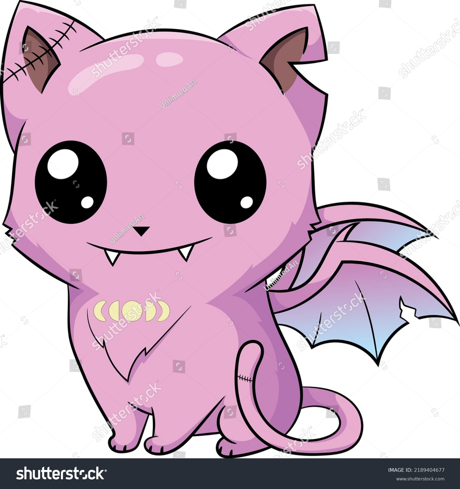 Cute Creepy Pastel Goth Kawaii Cat Stock Vector (Royalty Free ...