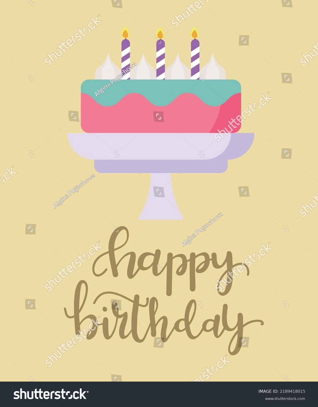 Happy Birthday Greeting Card Cake Stock Vector (Royalty Free ...