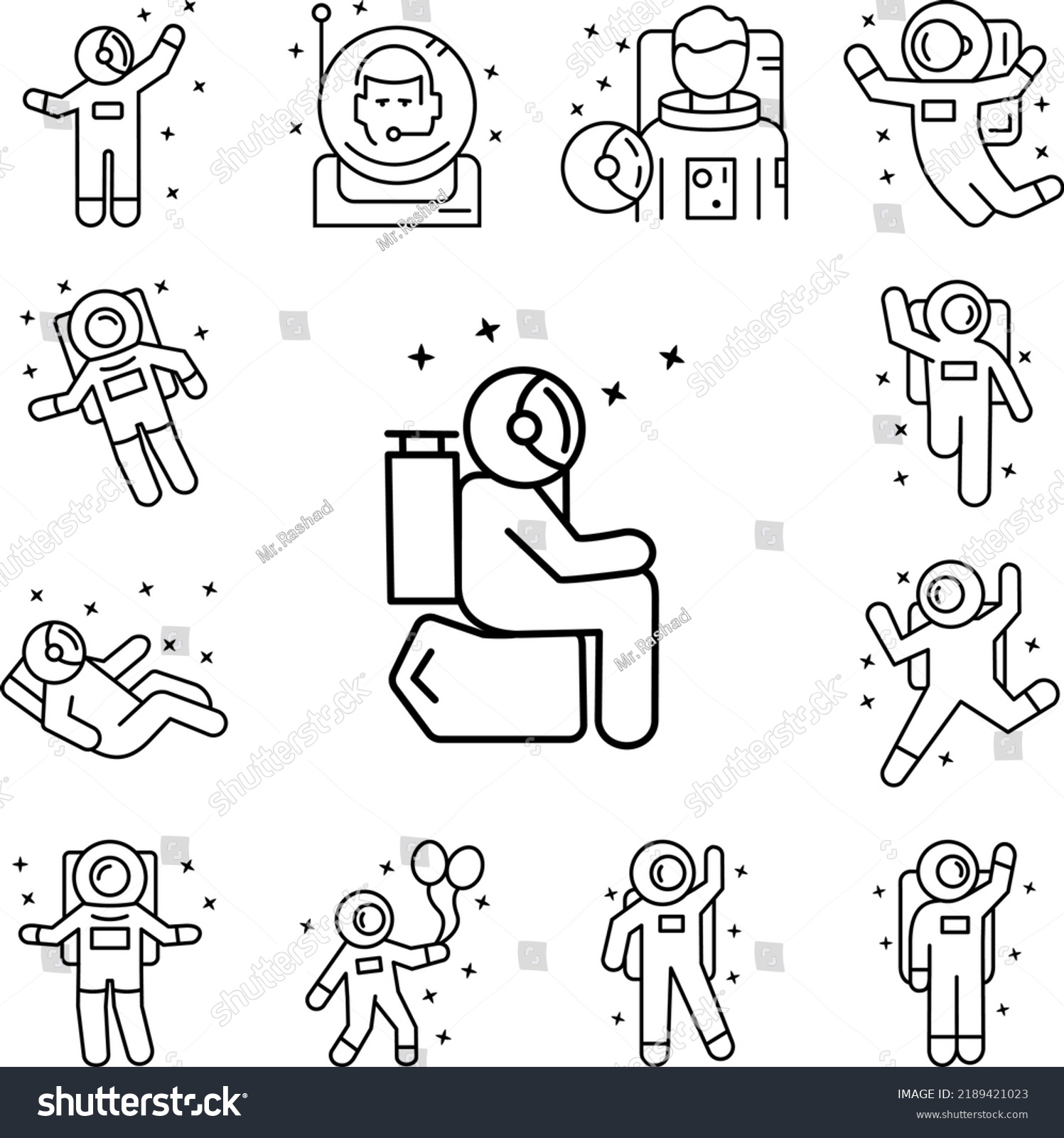 Astronaut Sitting Sad Icon Collection Other Stock Vector Royalty Free 2189421023 Shutterstock 0093