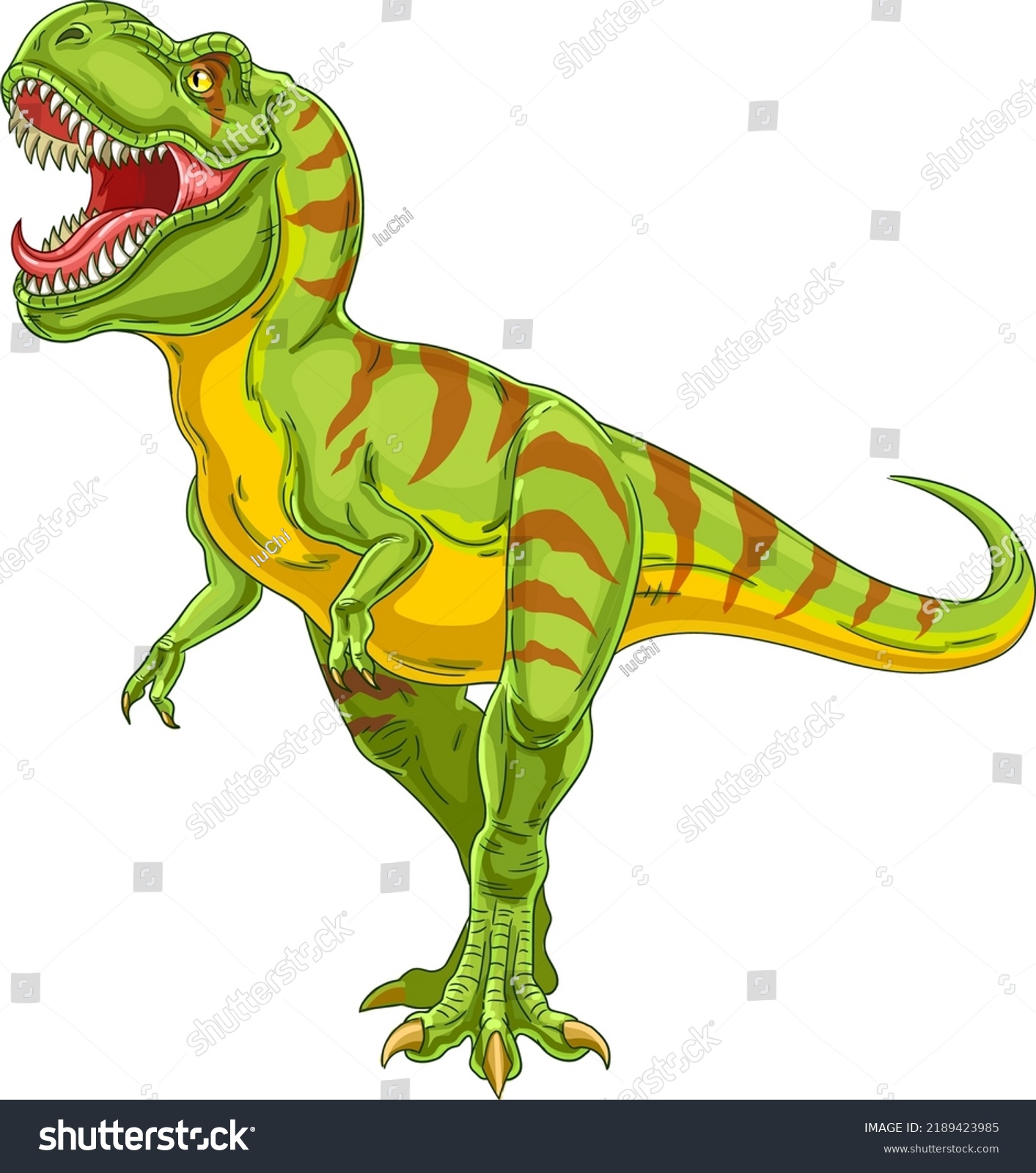 Roaring Tyrannosaurus Rex Extinct Carnivorous Dinosaur Stock Vector ...