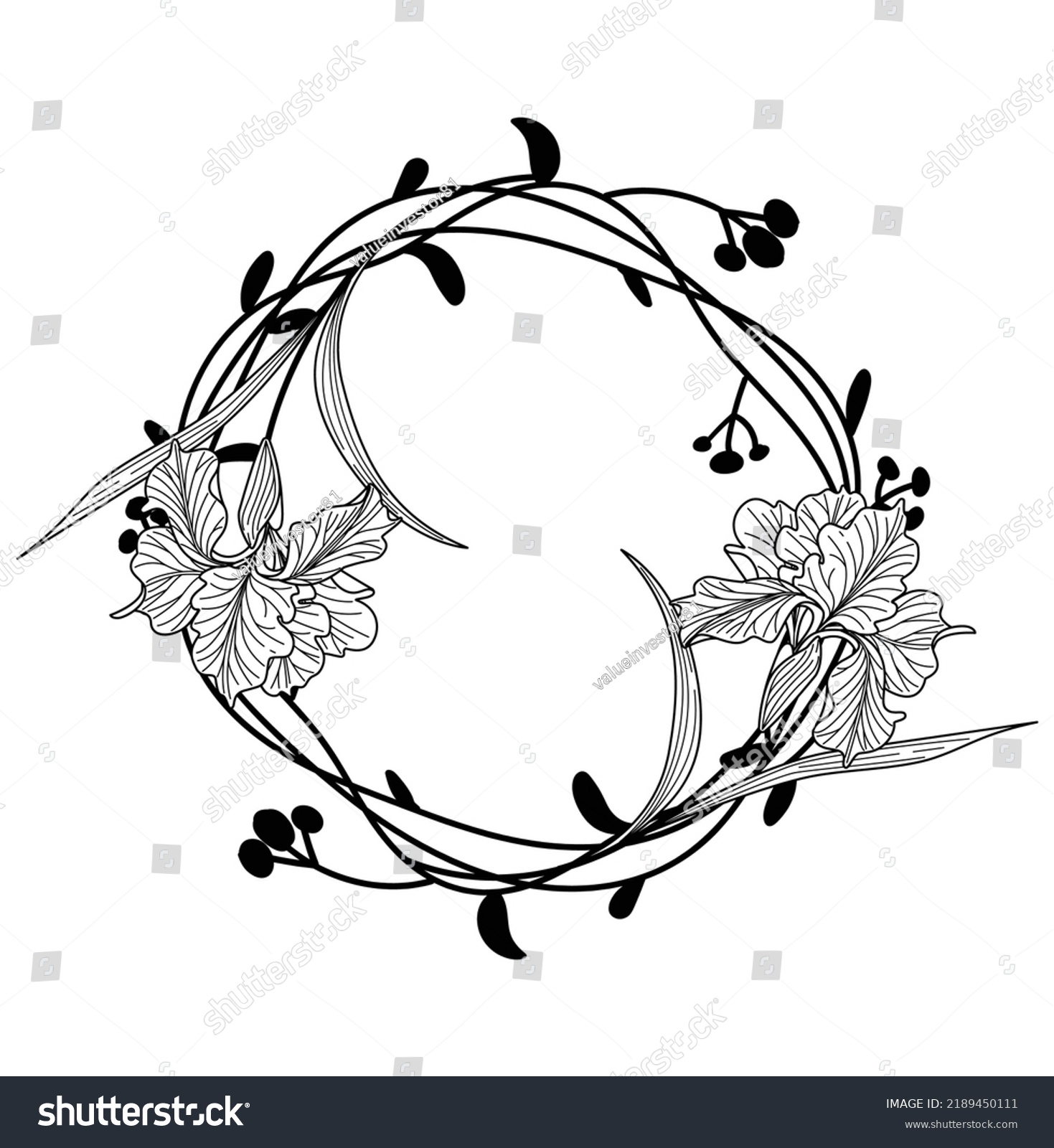 Hand Drawn Sketch Floral Wreath Stock Vector Royalty Free 2189450111 Shutterstock 3088