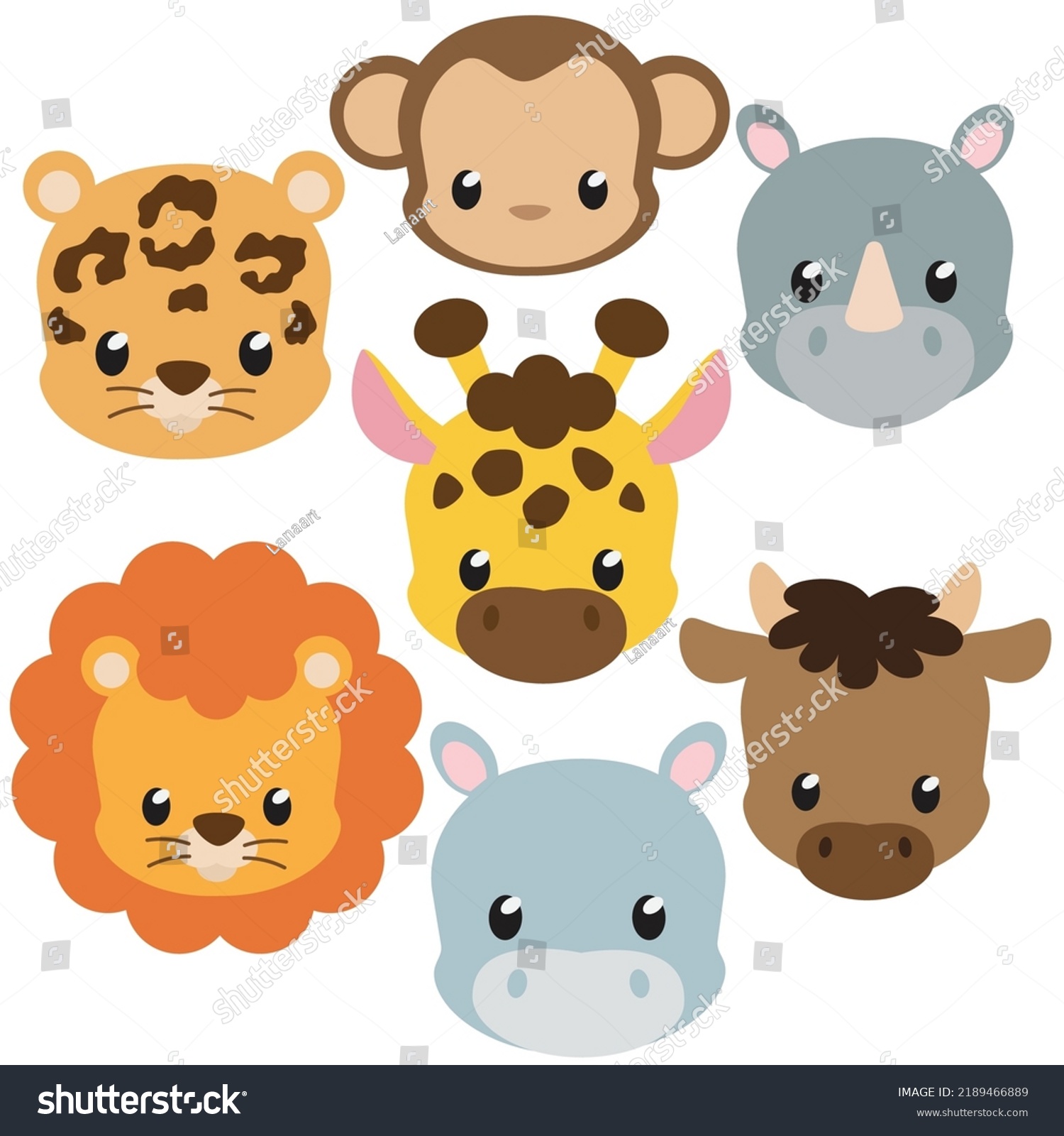 Cute Baby Animal Face Vector Cartoon Stock Vector (Royalty Free ...