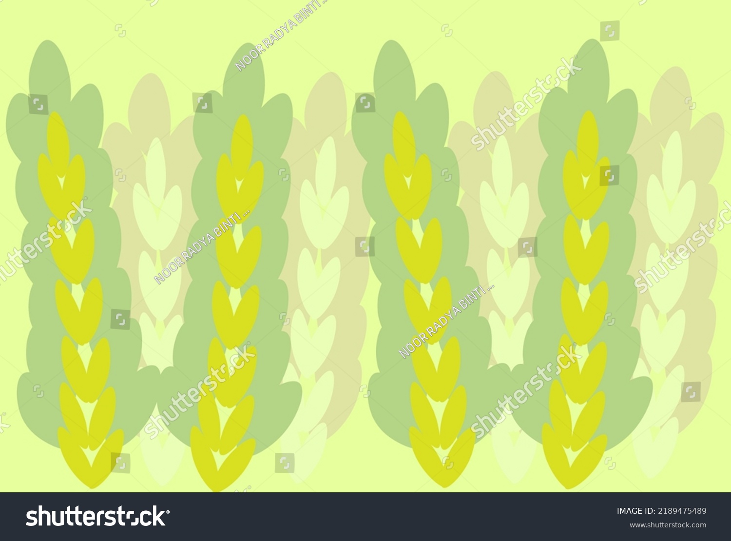 Wheat Plants Pattern Green Color Shades Stock Vector (Royalty Free