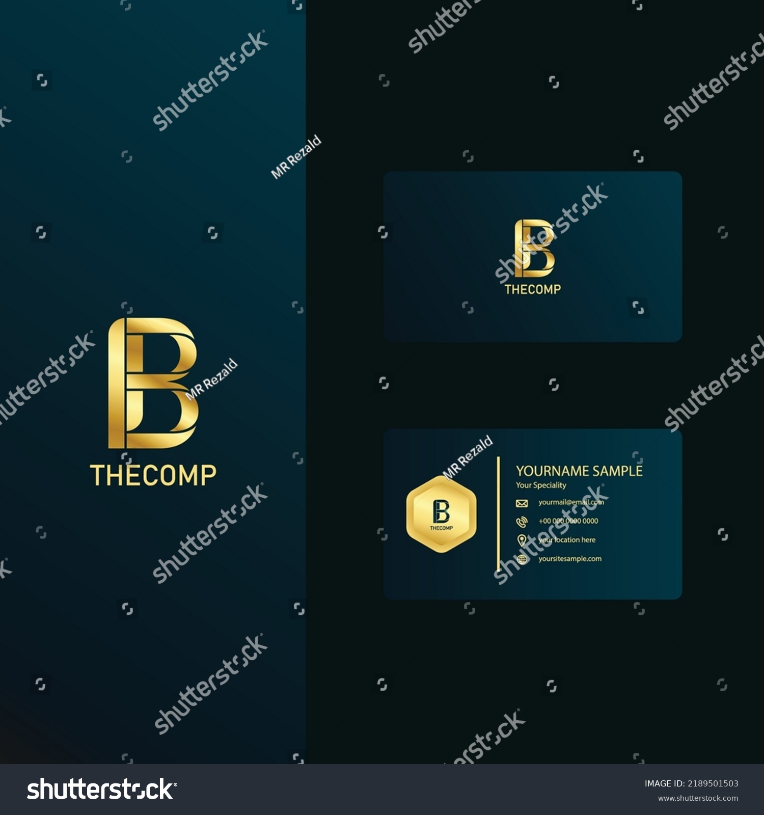 Premium Letter B Business Card Golden Stock Vector (Royalty Free ...