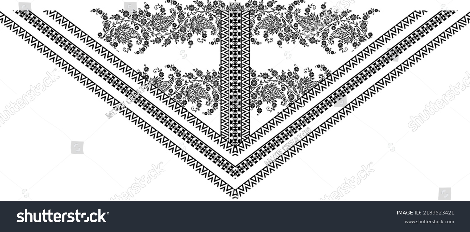 Digital Textile Design Composition Bunch Border Stock Illustration ...