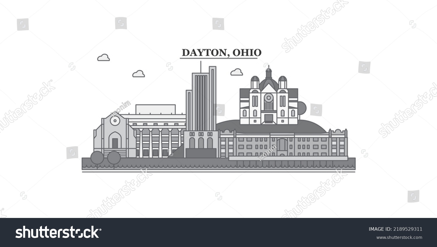 United States Dayton City Skyline Isolated Stock Vector (Royalty Free ...