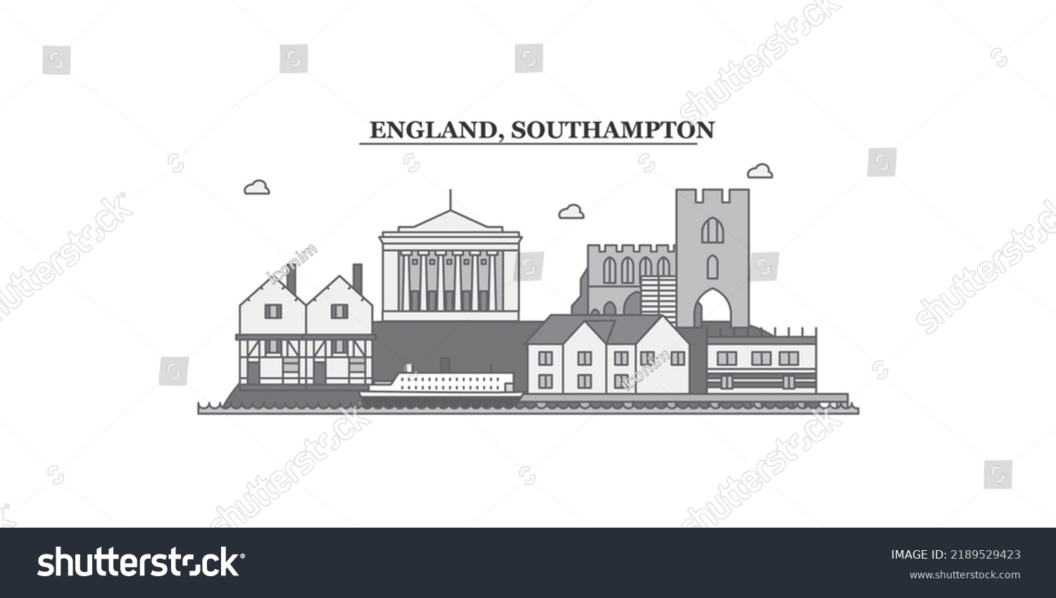 United Kingdom Southampton City Skyline Isolated Stock Vector (Royalty ...