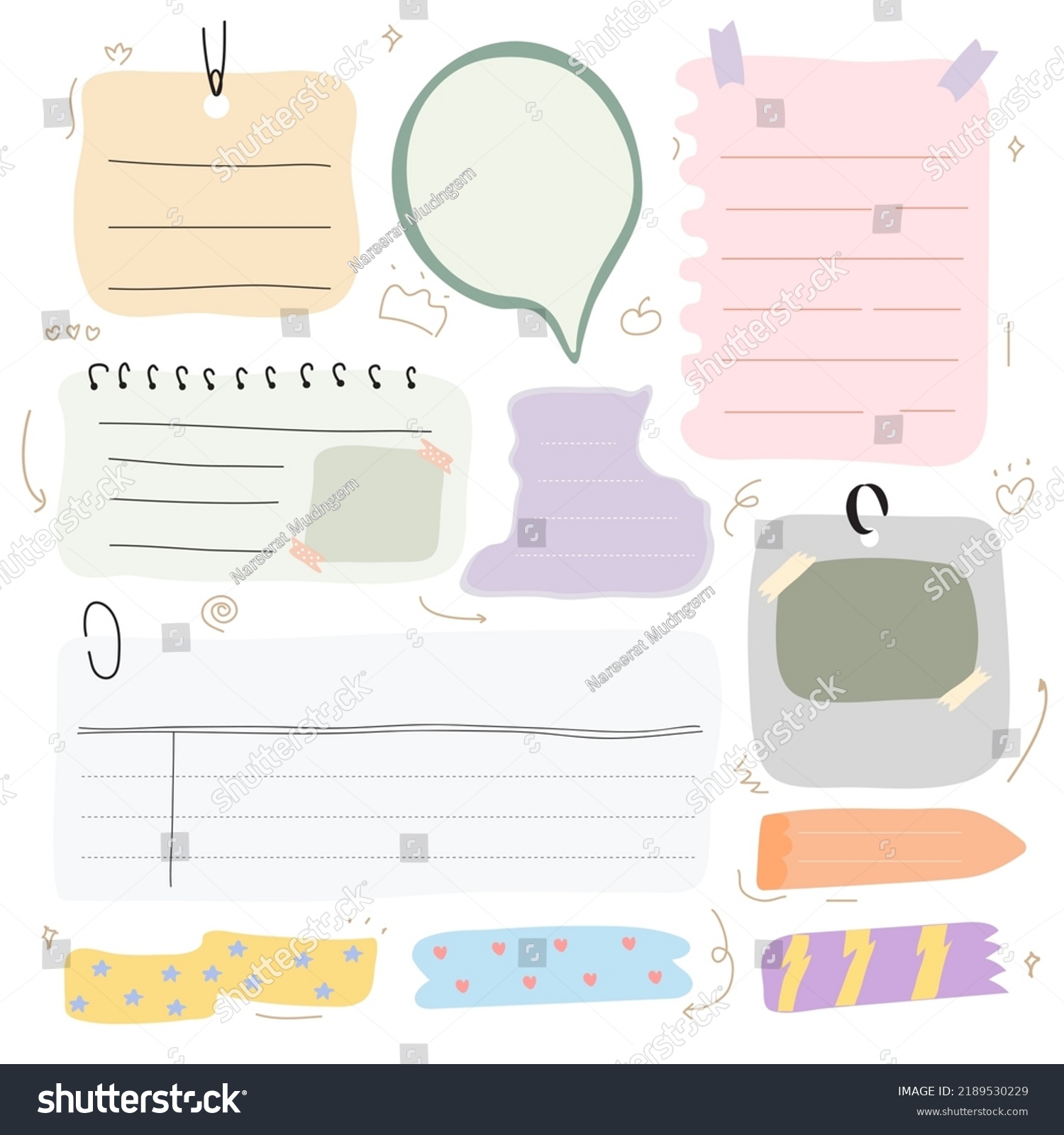 Illustration Vector Blank Reminder Paper Notes Stock Vector (Royalty ...