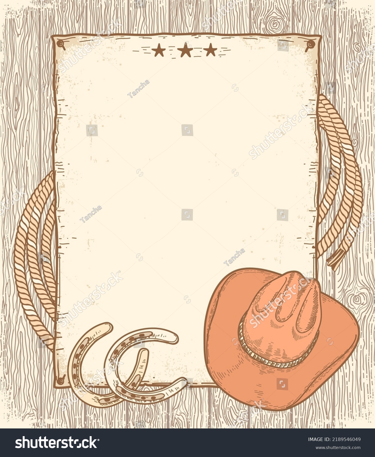 Cowboy Poster Background Vector Hand Drawn Stock Vector (Royalty Free ...