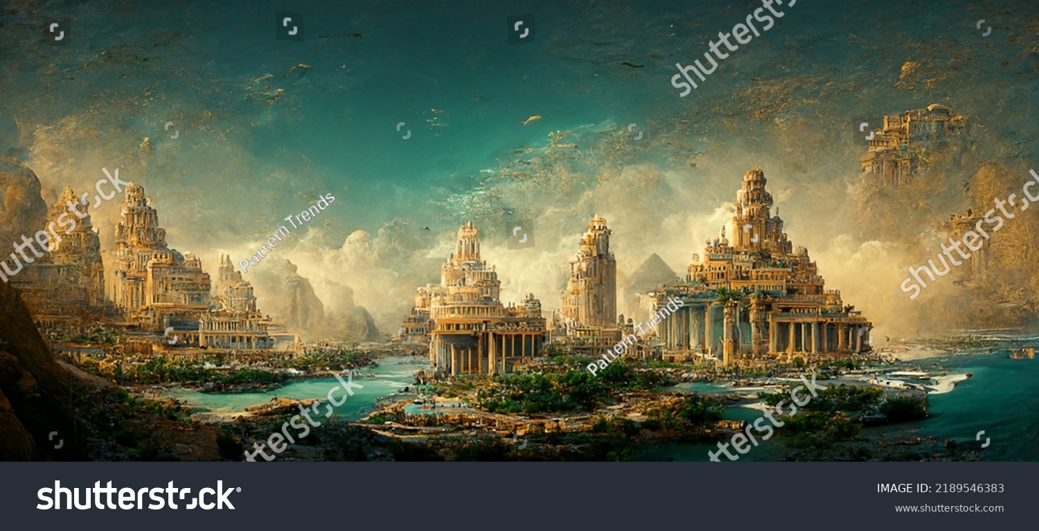 Civilisation Lost City Atlantis Fantasy Digital Stock Illustration ...