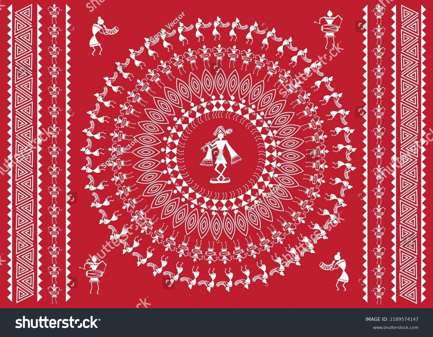 Krishna Janmashtami Celebration Warli Art Beautiful Stock Vector ...