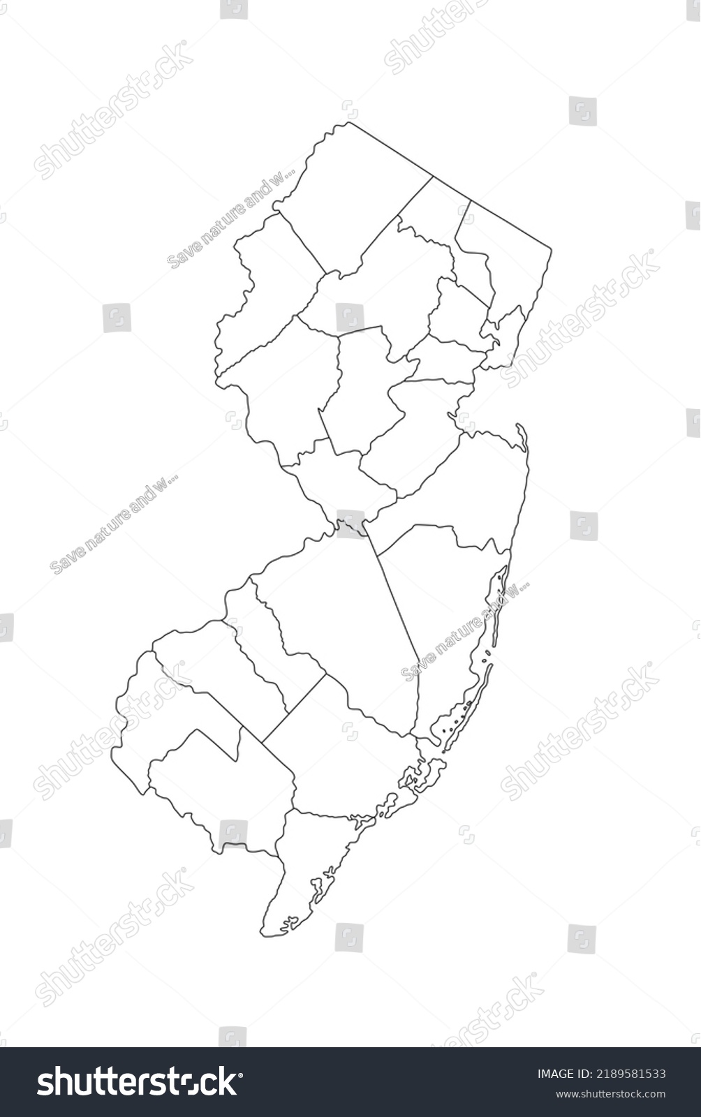 Blank New Jersey Map Vector Silhouette Stock Vector (Royalty Free ...