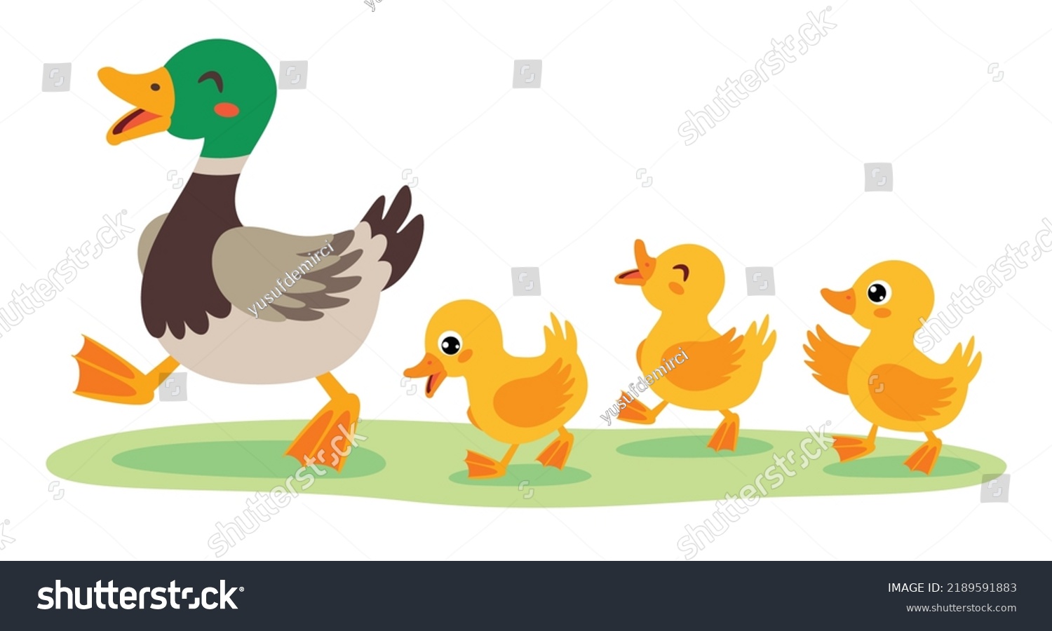 Cartoon Illustration Mother Baby Ducks Stock Vector (Royalty Free ...