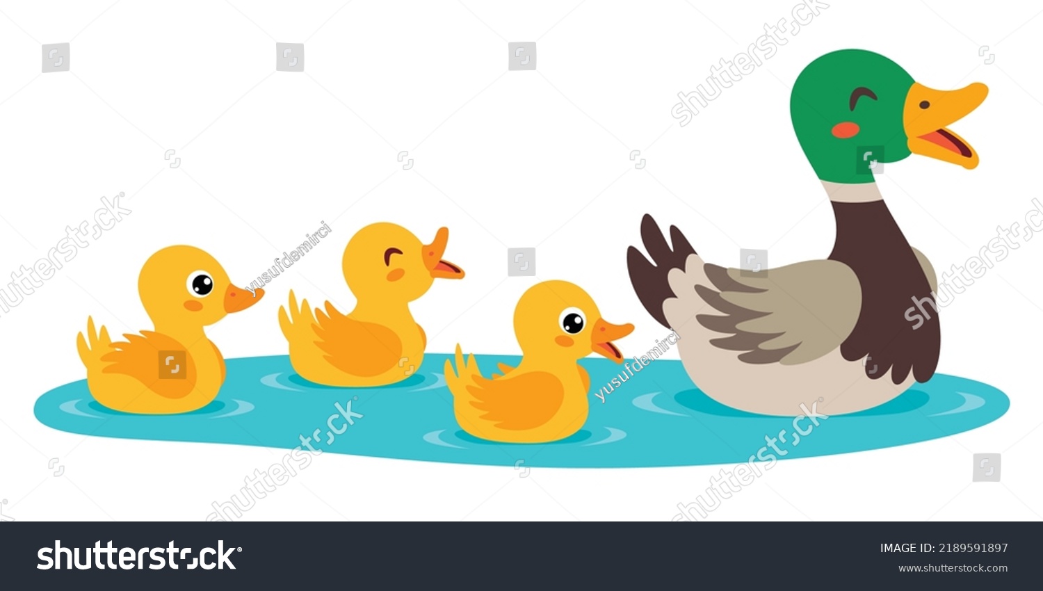 Cartoon Illustration Mother Baby Ducks Stock Vector (Royalty Free ...