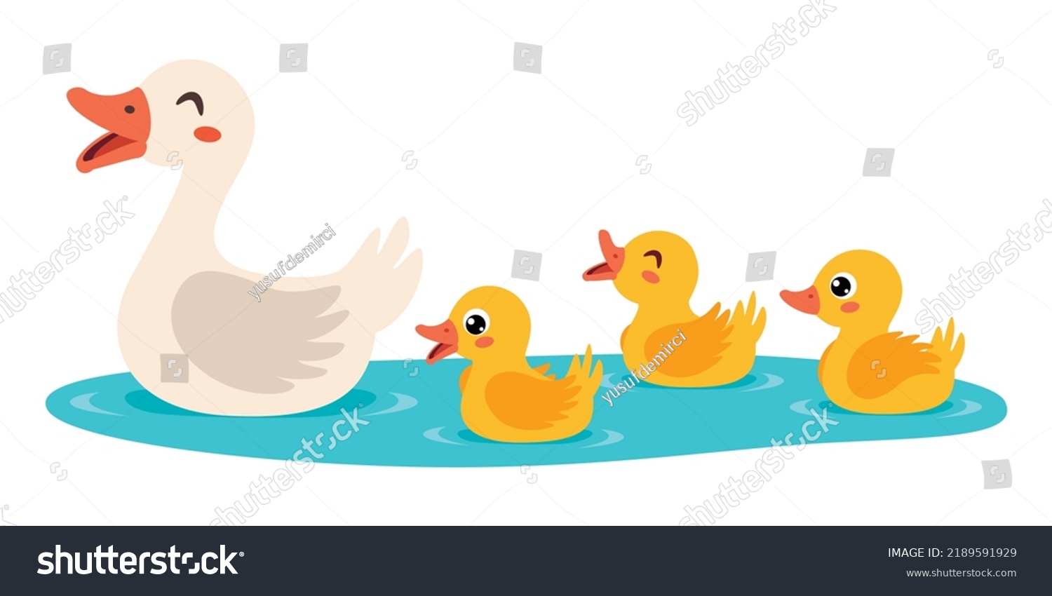 Cartoon Illustration Mother Baby Gooses Stock Vector (Royalty Free ...