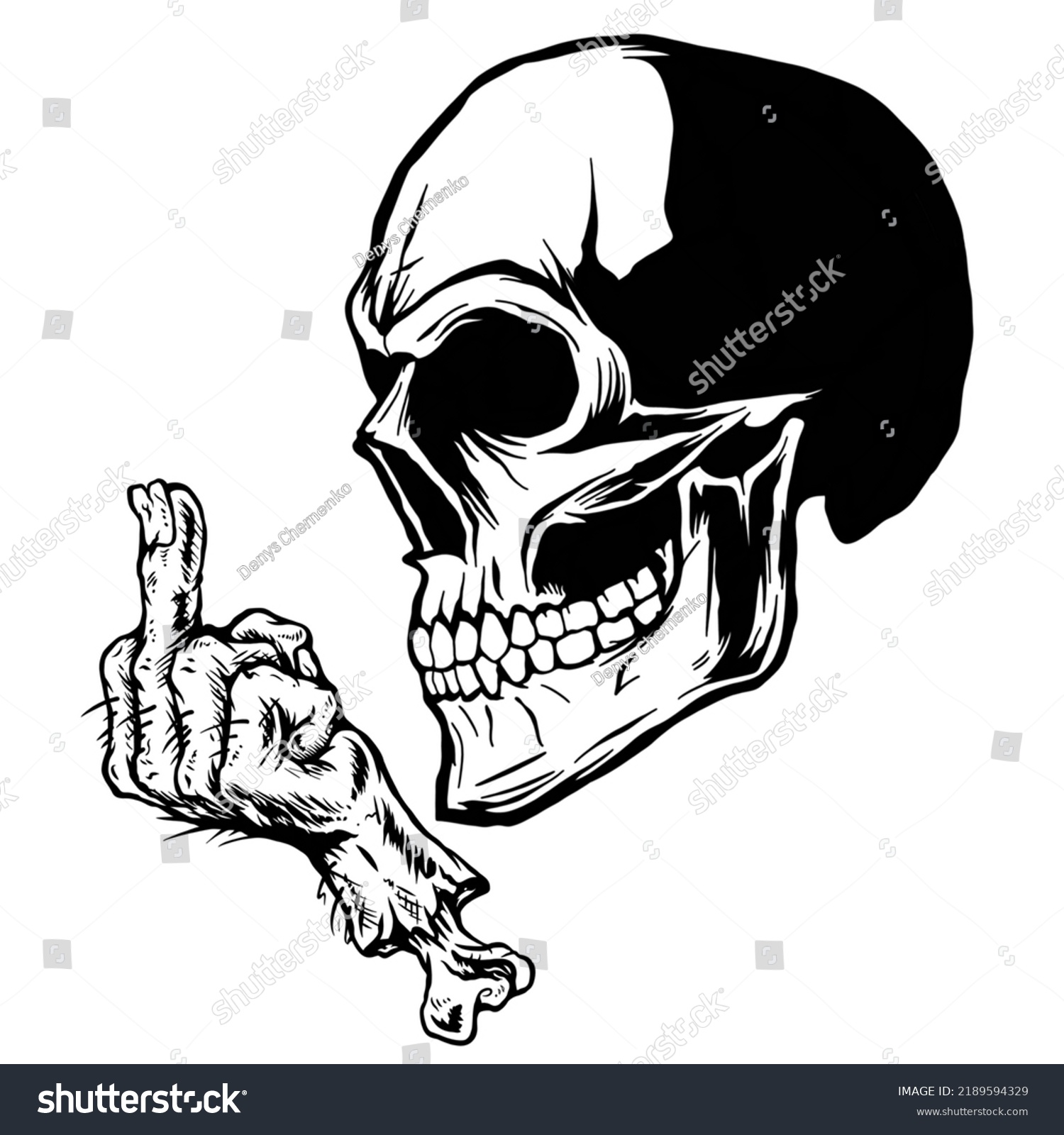 Drawn Rock Skull Tattoo Stock Illustration 2189594329 | Shutterstock