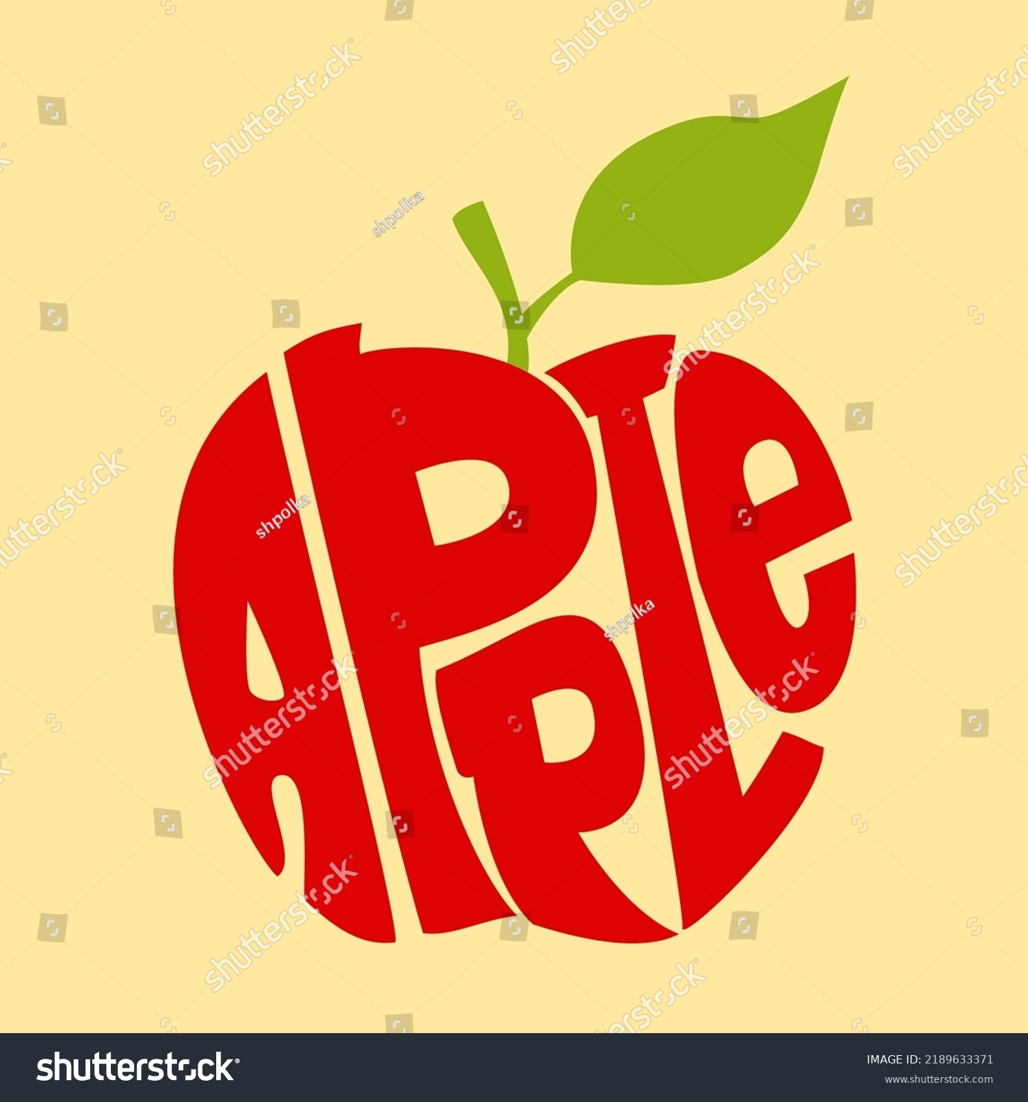 Red Apple Calligram Typography Words Apple Stock Vector (Royalty Free ...