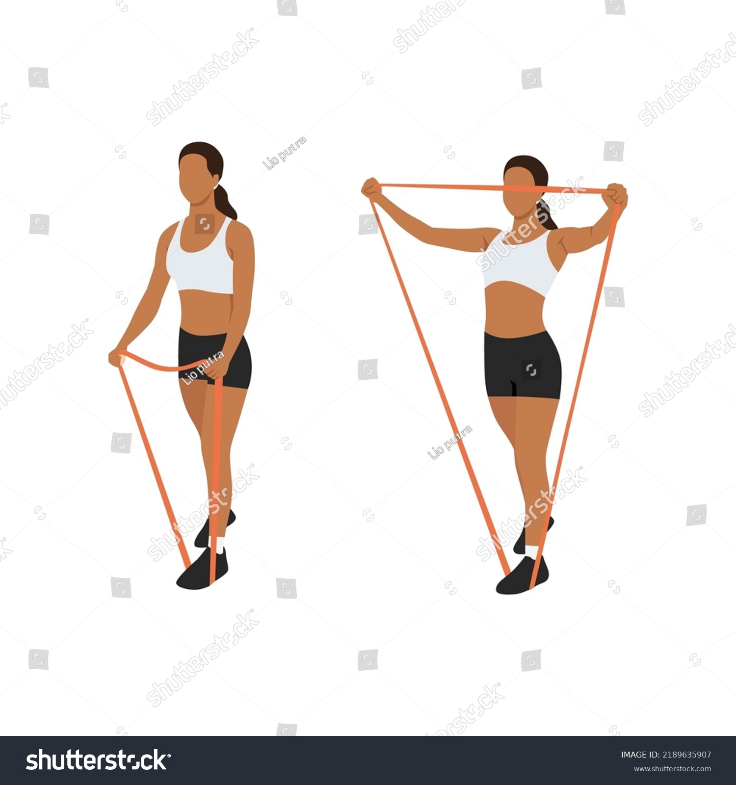 Woman Doing Lateral Raises Resistance Band Stock Vector (Royalty Free ...