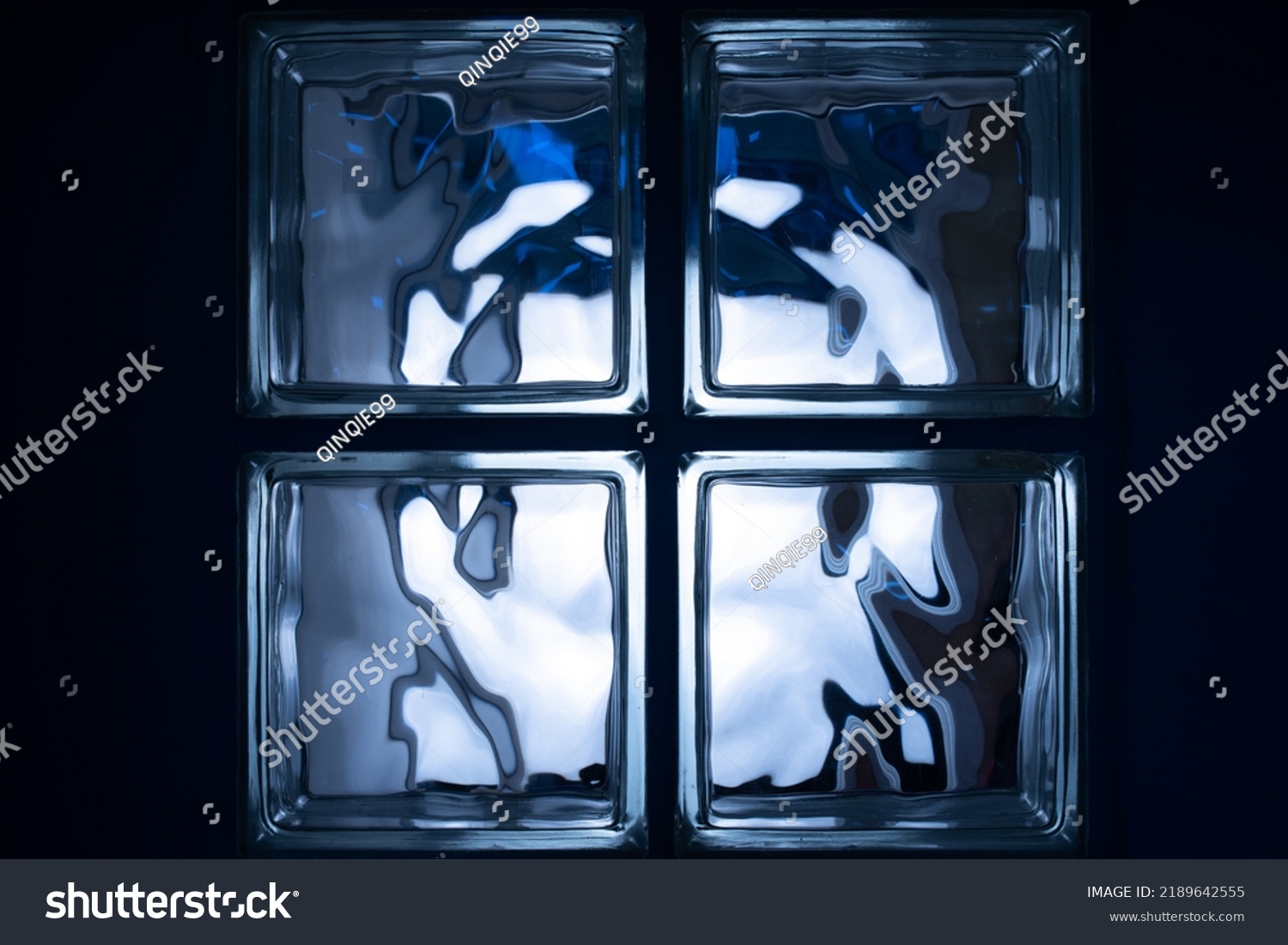 Blue Glass Block Walltransparent Glass Block Stock Photo 2189642555