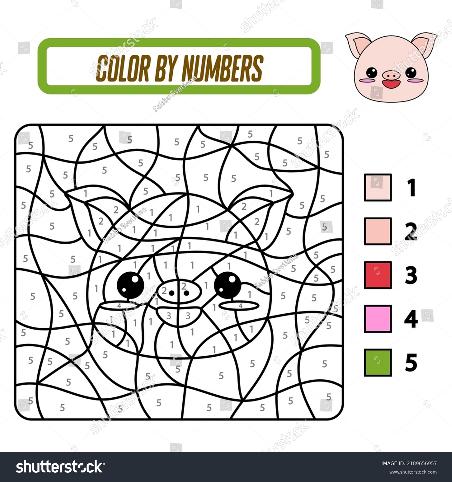 Educational Coloring Book By Numbers Preschool Stock Vector (Royalty ...