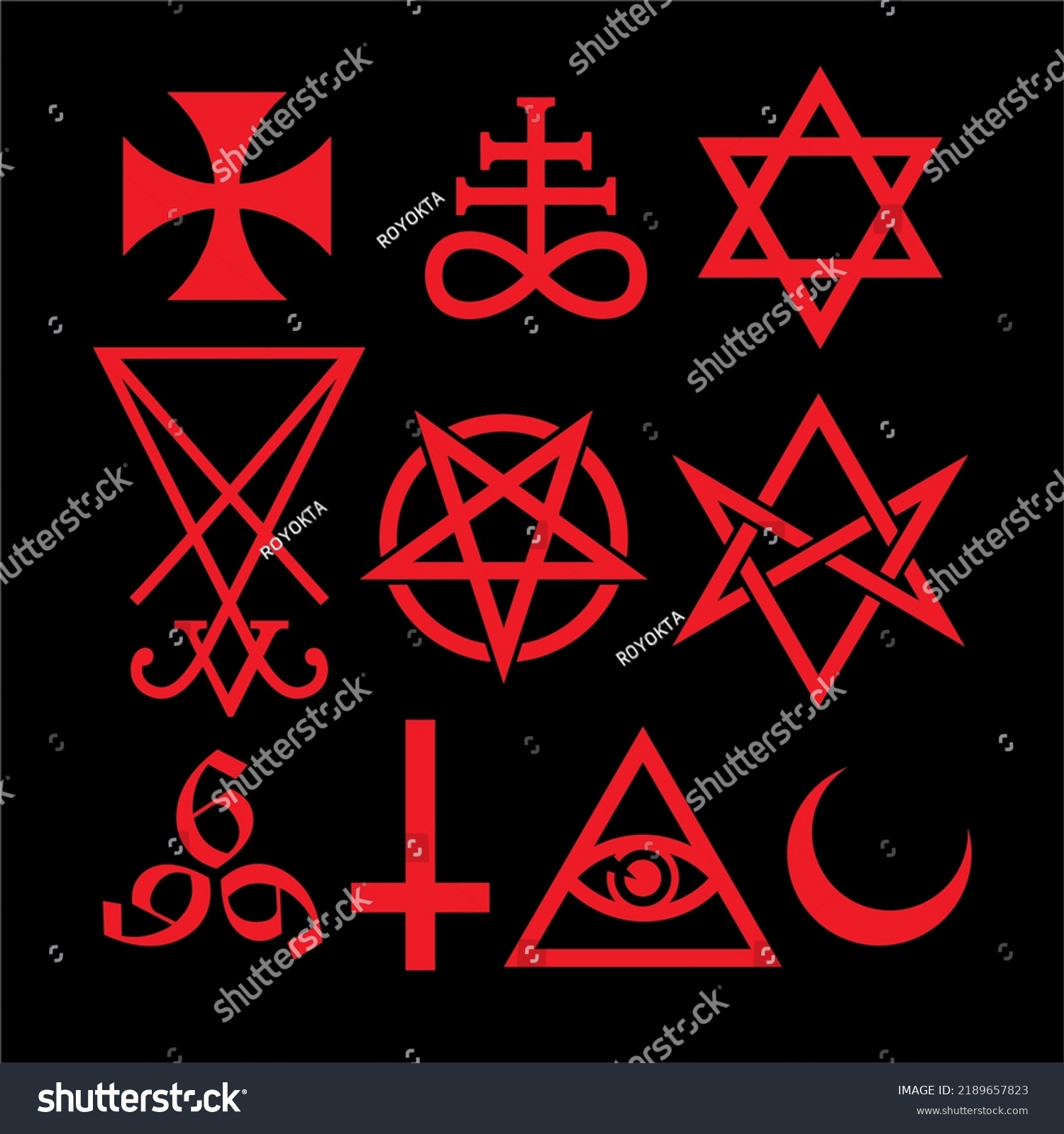 Satanic Symbols Medieval Occultism Magic Stamps Stock Vector (Royalty ...