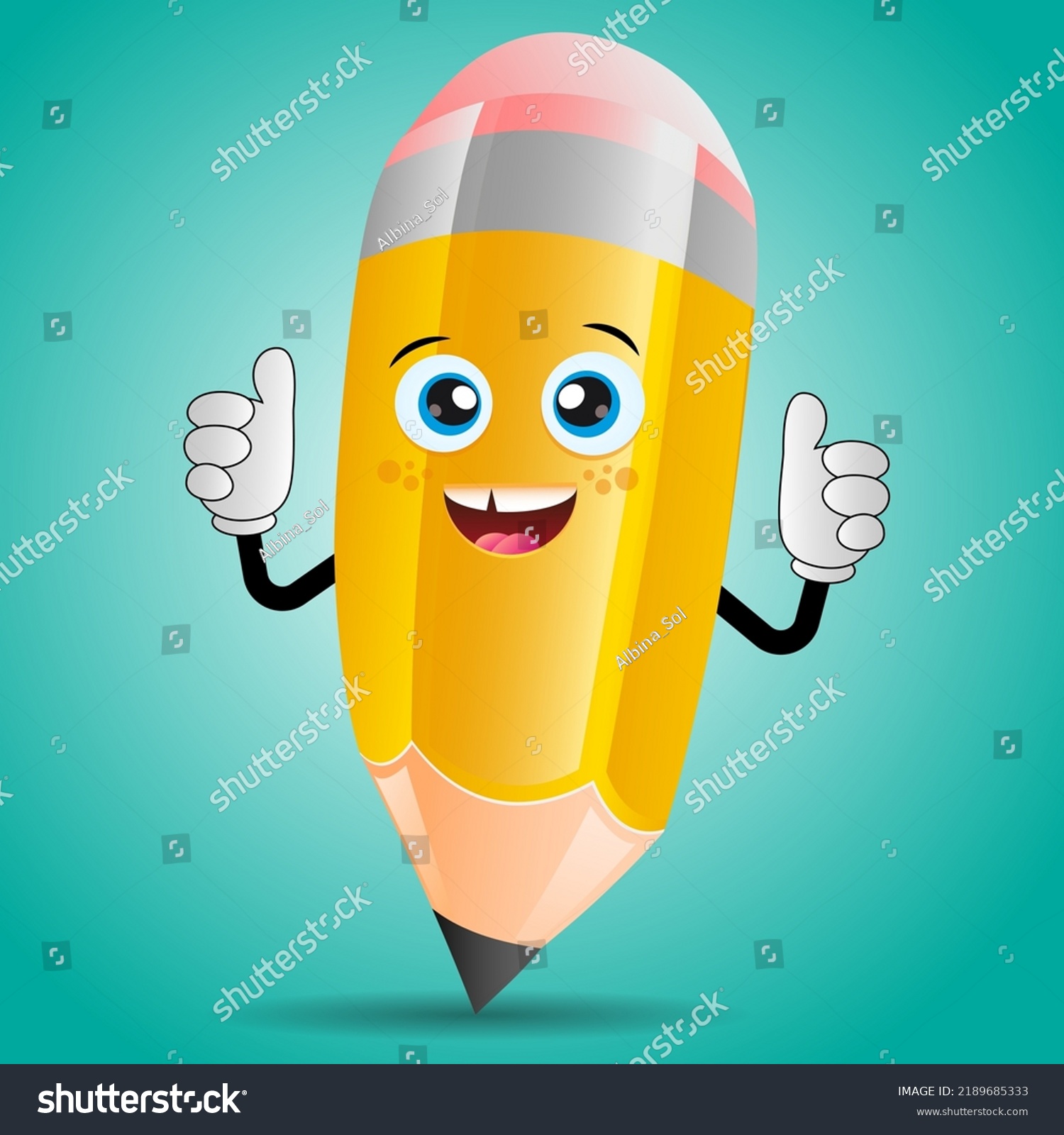 Yellow Pencil Cartoon Character Education Mascot Stock Vector (Royalty ...