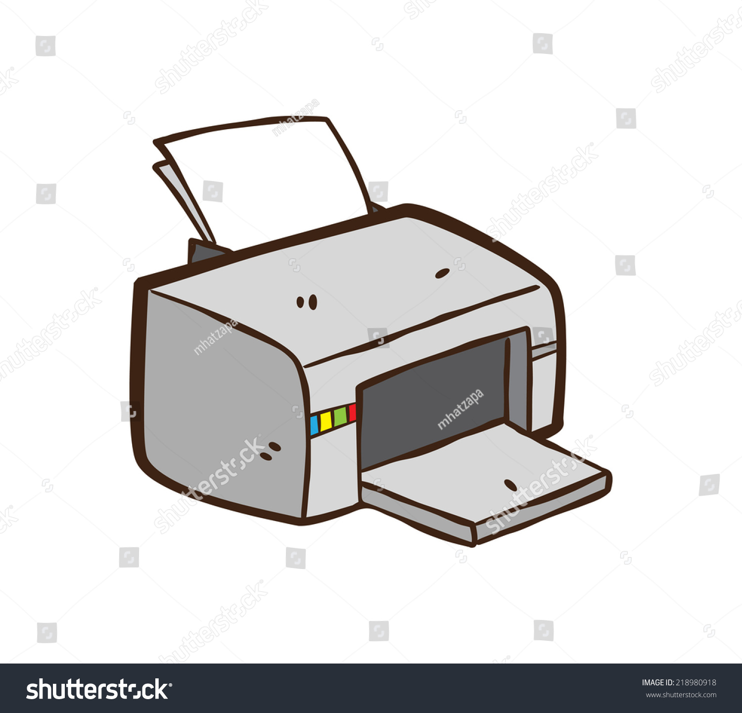 Принтер мультяшный на белом фоне