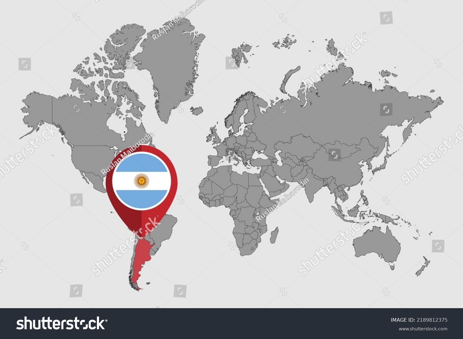 Pin Map Argentina Flag On World Stock Vector Royalty Free 2189812375 Stock Vector Pin Map With Argentina Flag On World Map Vector Illustration 2189812375