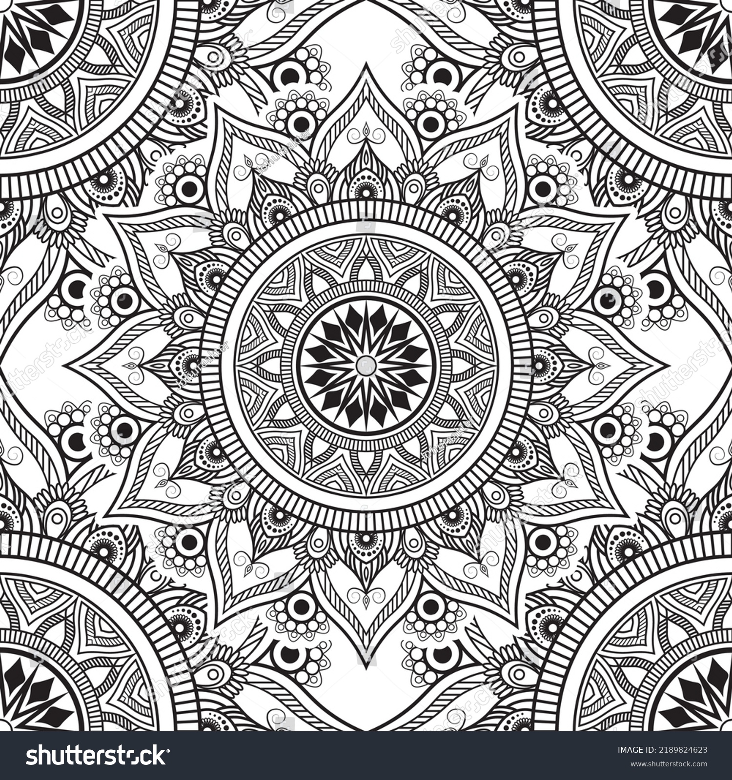 Monochrome Illustration Adult Colouring Page Abstract Stock Vector ...