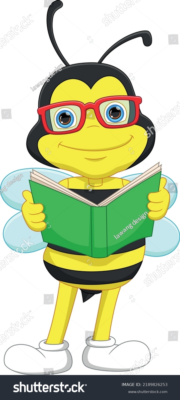 Cartoon Cute Bee Reading Book Stock Vector Royalty Free 2189826253