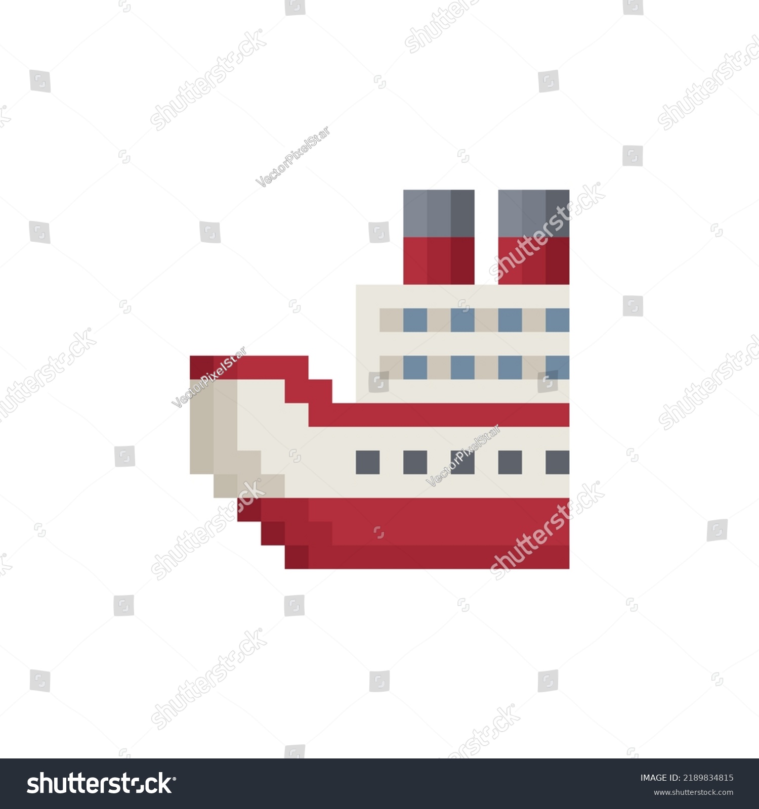 Cruise Ship Liner Pixel Art Icon Stock Vector (Royalty Free) 2189834815 ...