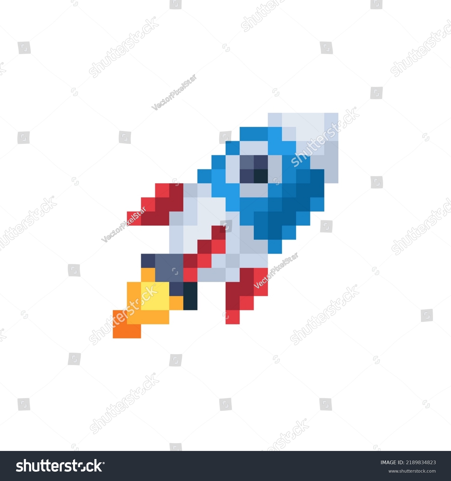 Rocket Pixel Art Icon Astronautics Symbol Stock Vector (Royalty Free ...