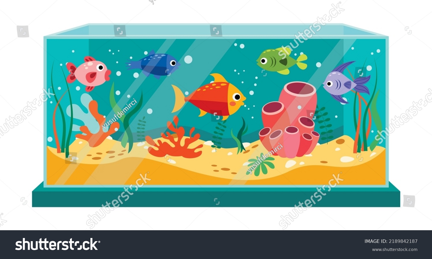 Cartoon Fishes Aquarium Stock Vector (Royalty Free) 2189842187 ...