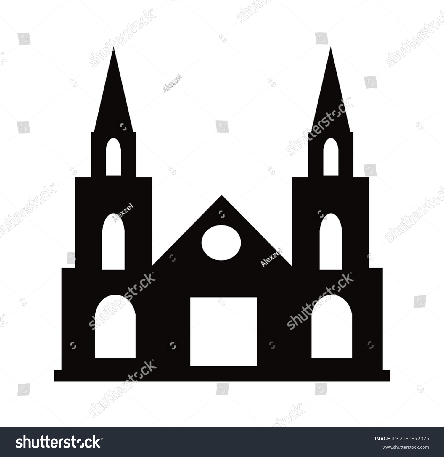 Black Silhouette Single Church Construction Building Stock Illustration ...