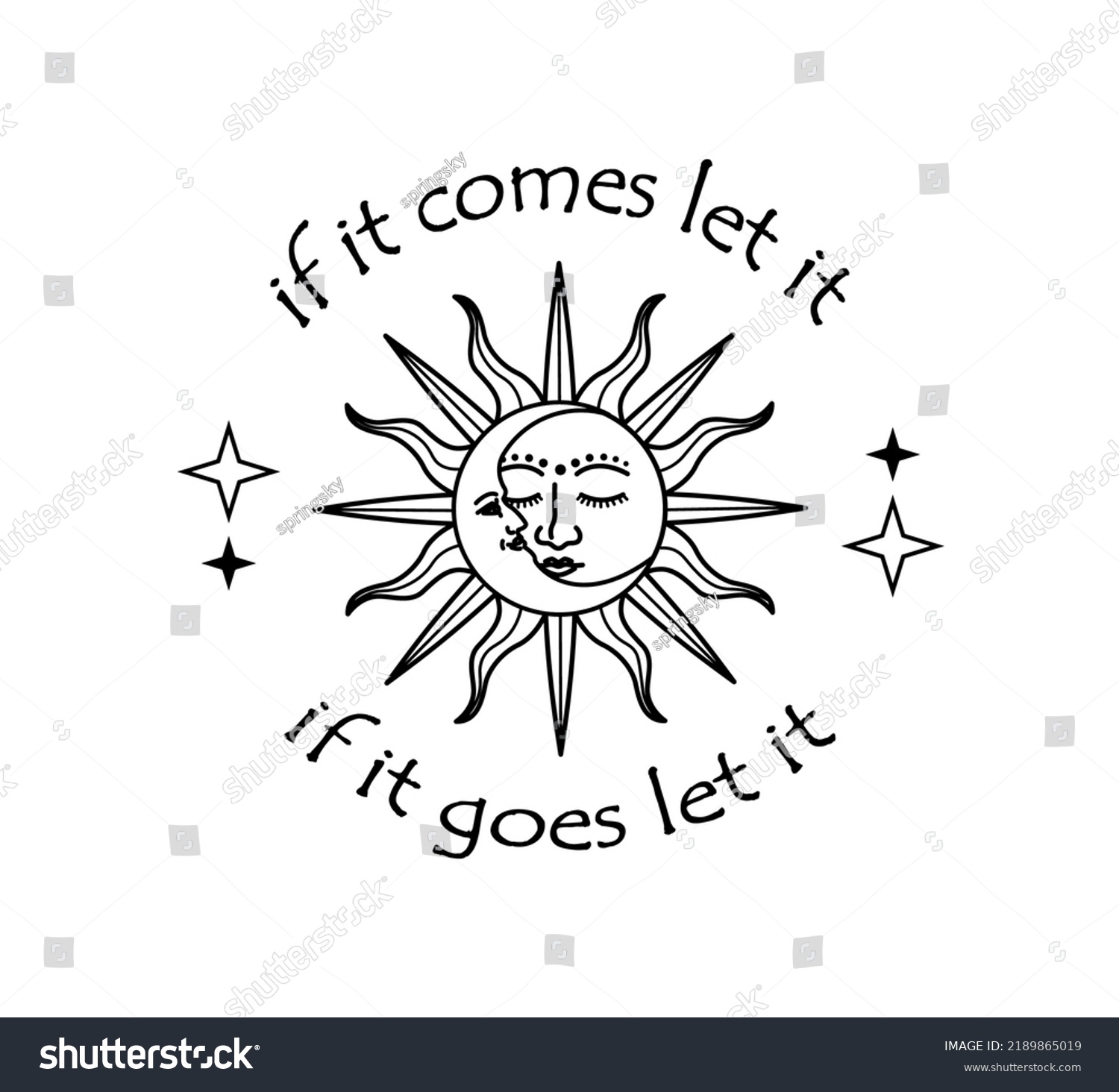 Celestial Sun Moon Vector Decorative Slogan Stock Vector (Royalty Free