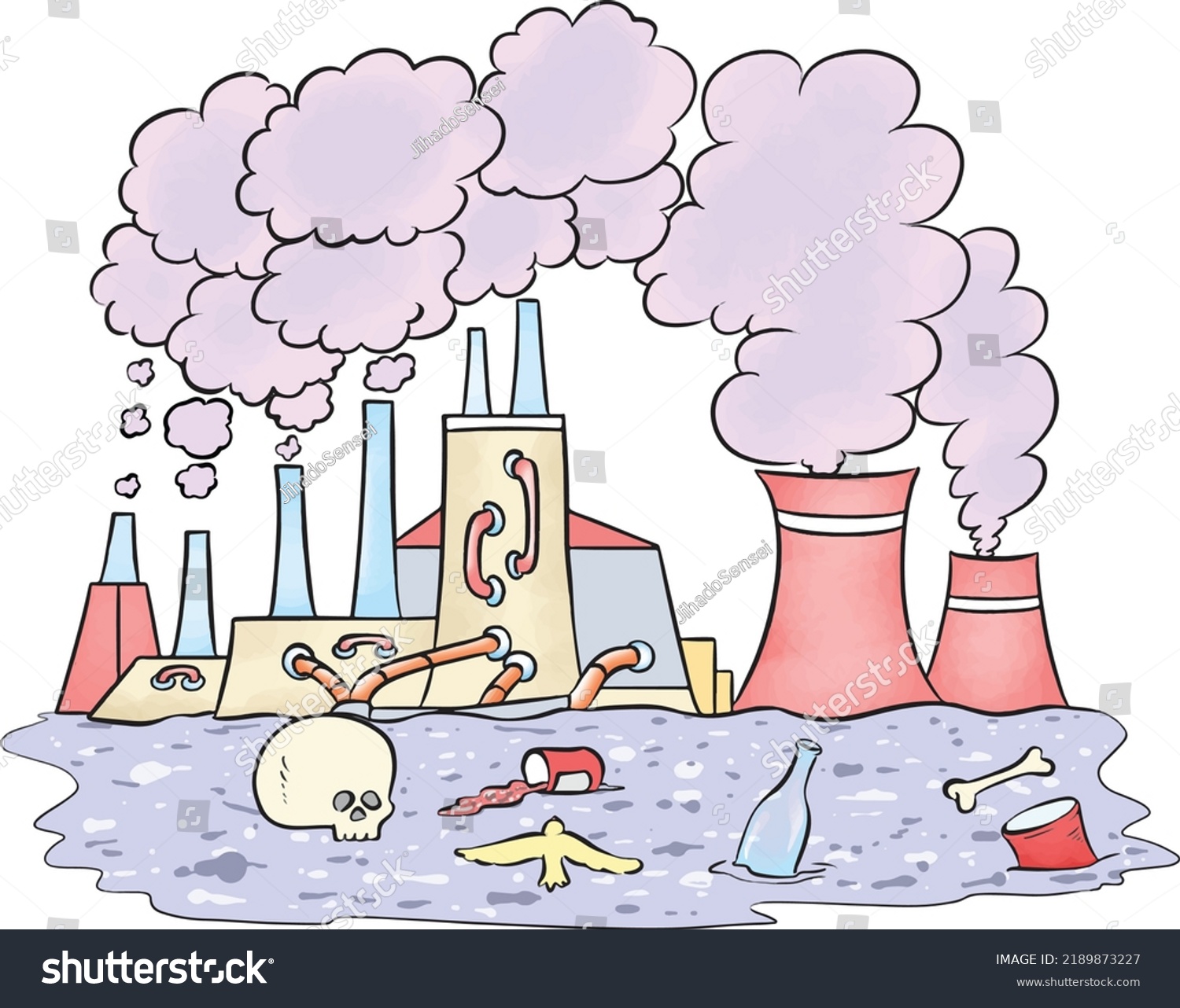 Fumes Factory World Pollution Factory Wastes Stock Vector (Royalty Free ...