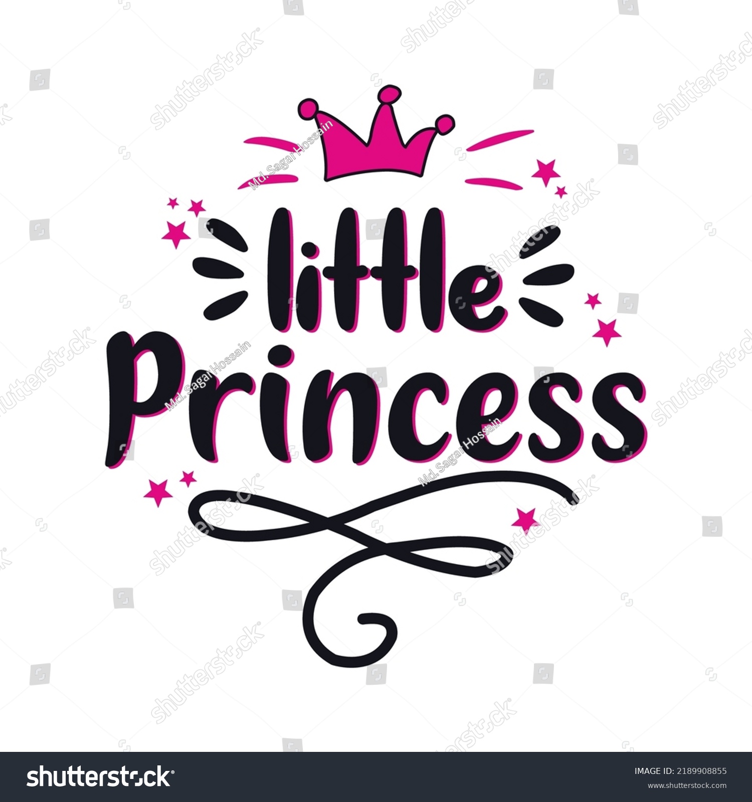 Little Princess Kids Cute Lettering Tshirt Stock Vector (Royalty Free ...