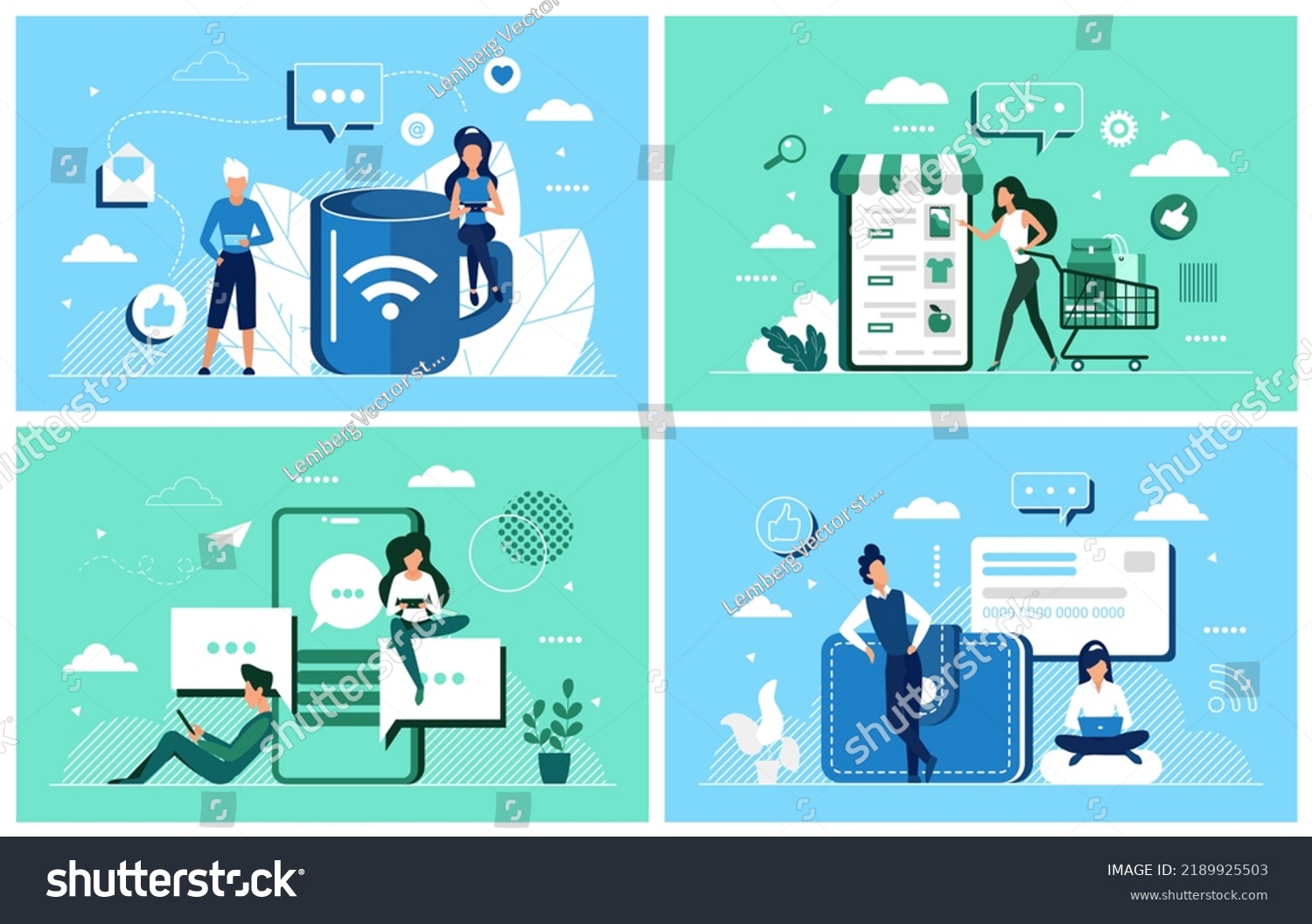 social-media-chat-app-ecommerce-digital-stock-vector-royalty-free