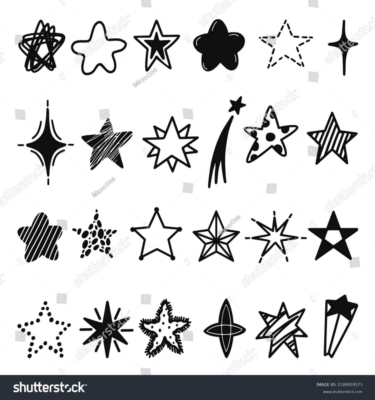 Sketch Stars Collection Star Sketched Doodle Stock Vector (Royalty Free ...