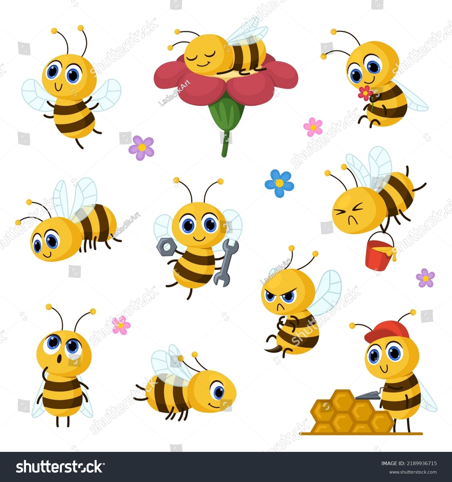 Cute Cartoon Bee Honey Bees Child Stock Vector (Royalty Free ...