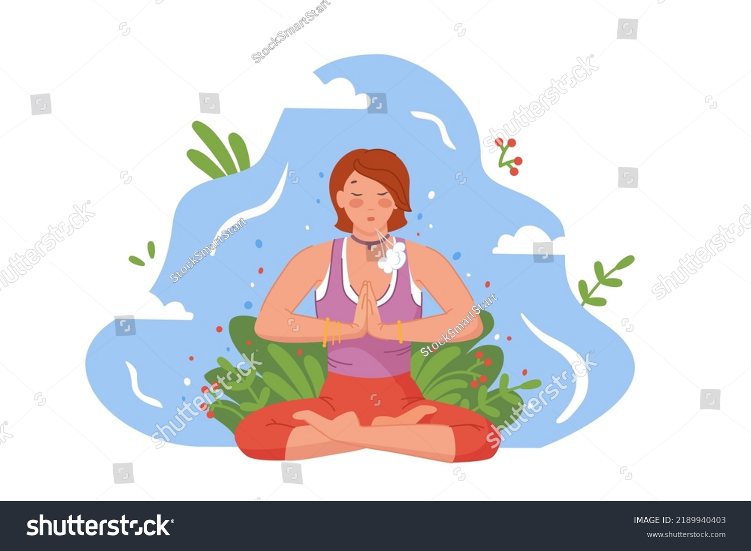 Woman Breathing Exercise Abdominal Breath Exercise Stock Vector ...