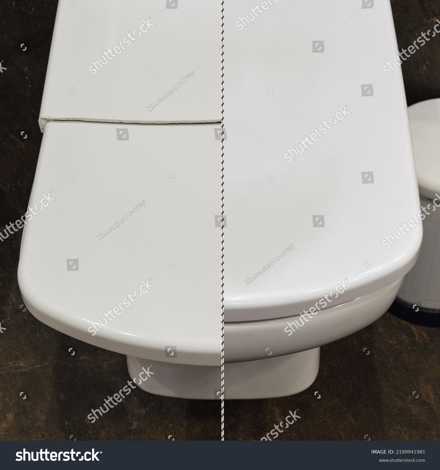 Cracked White Toilet Lid Before After Stock Photo 2189941981 Shutterstock