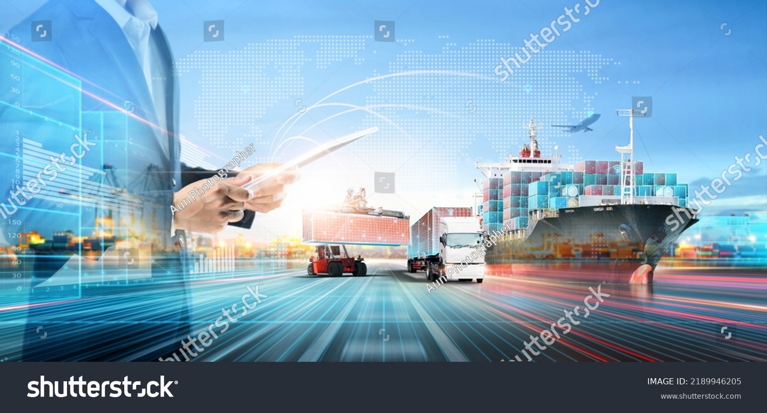 Business Technology Logistics Transport Concept Double Stock Photo ...