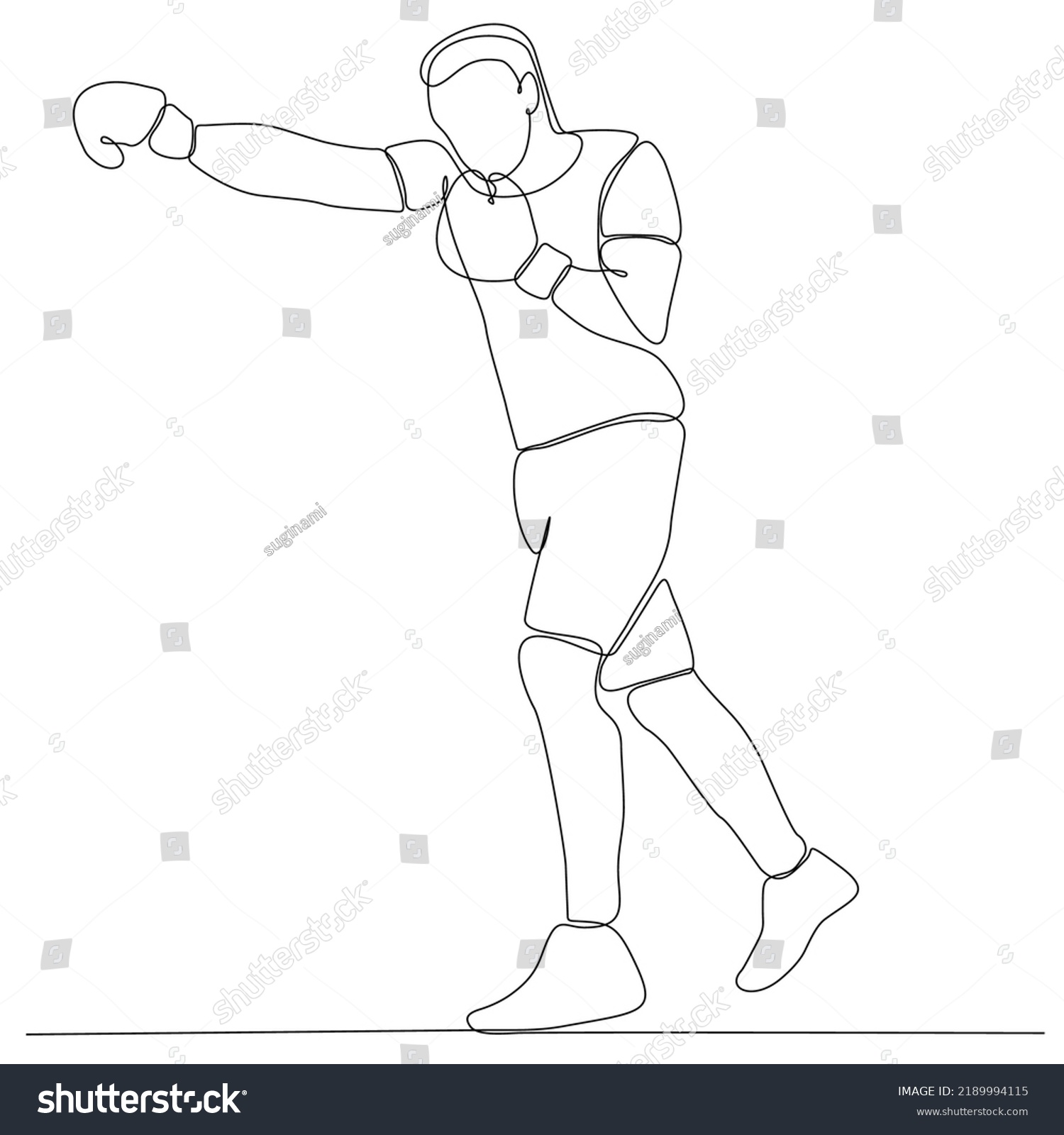 Continuous Line Drawing Boxing Athlete Male Stock Vector (Royalty Free ...