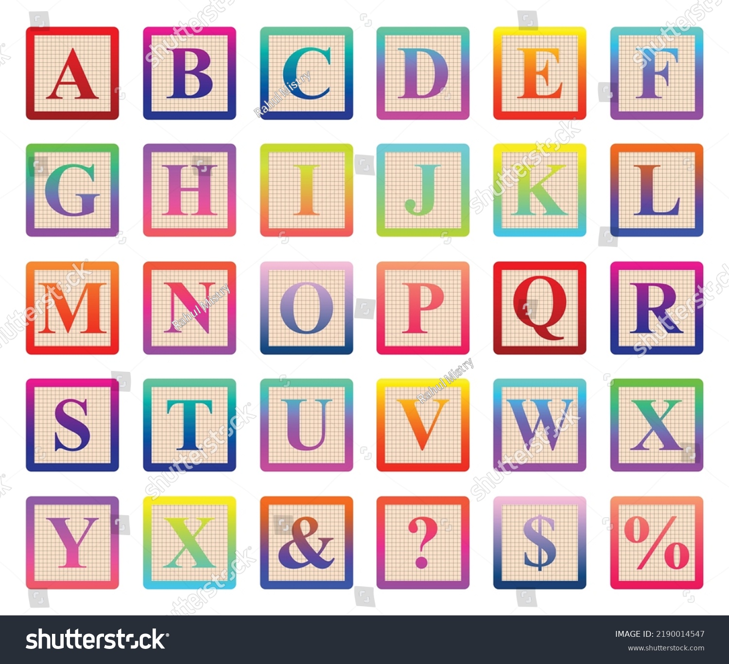 Illustration Colorful Alphabet Blocks Isolated On Stock Vector (Royalty ...