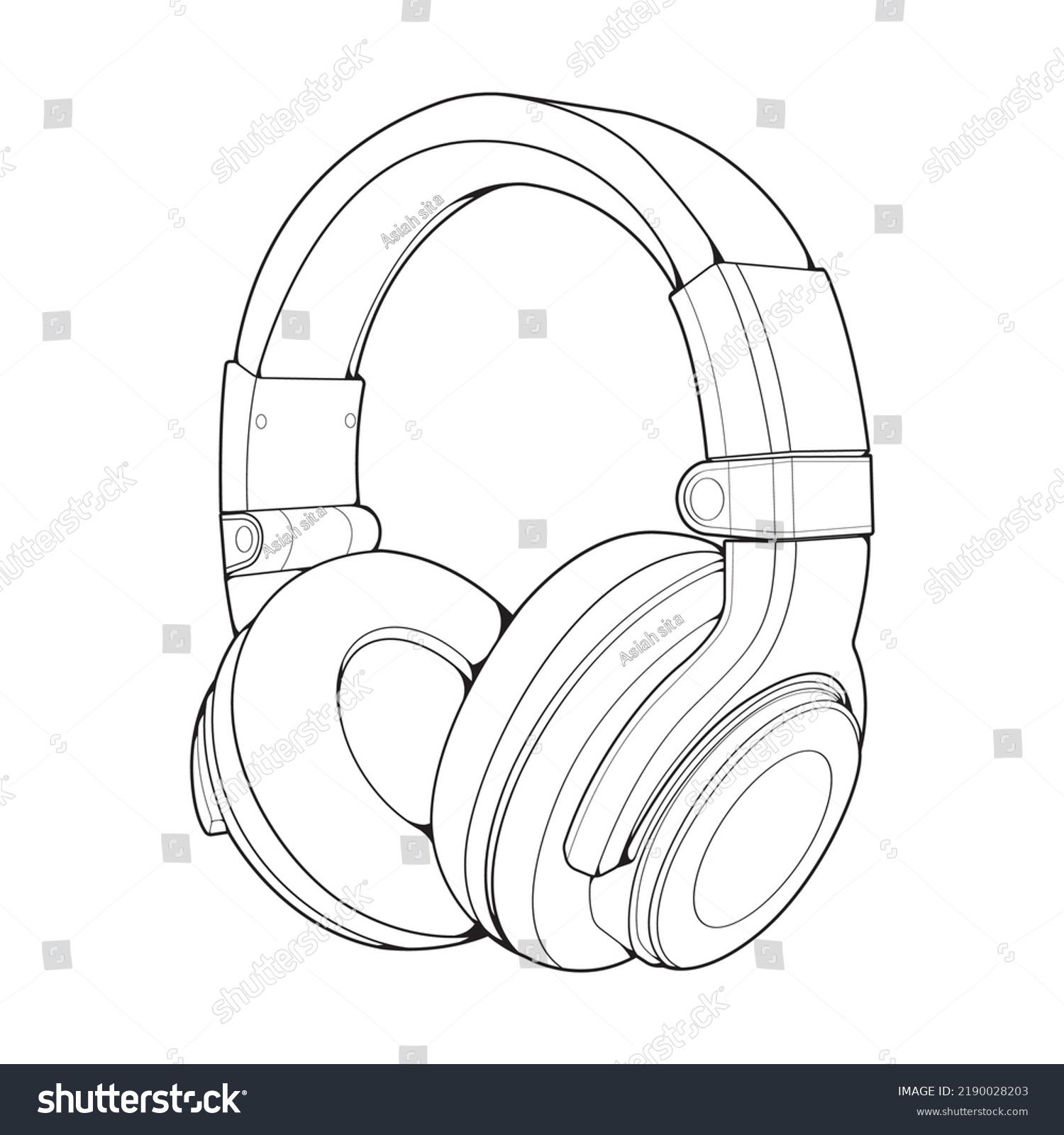 Line Art Headphones Vector Illustration Music Stock Vector (Royalty ...