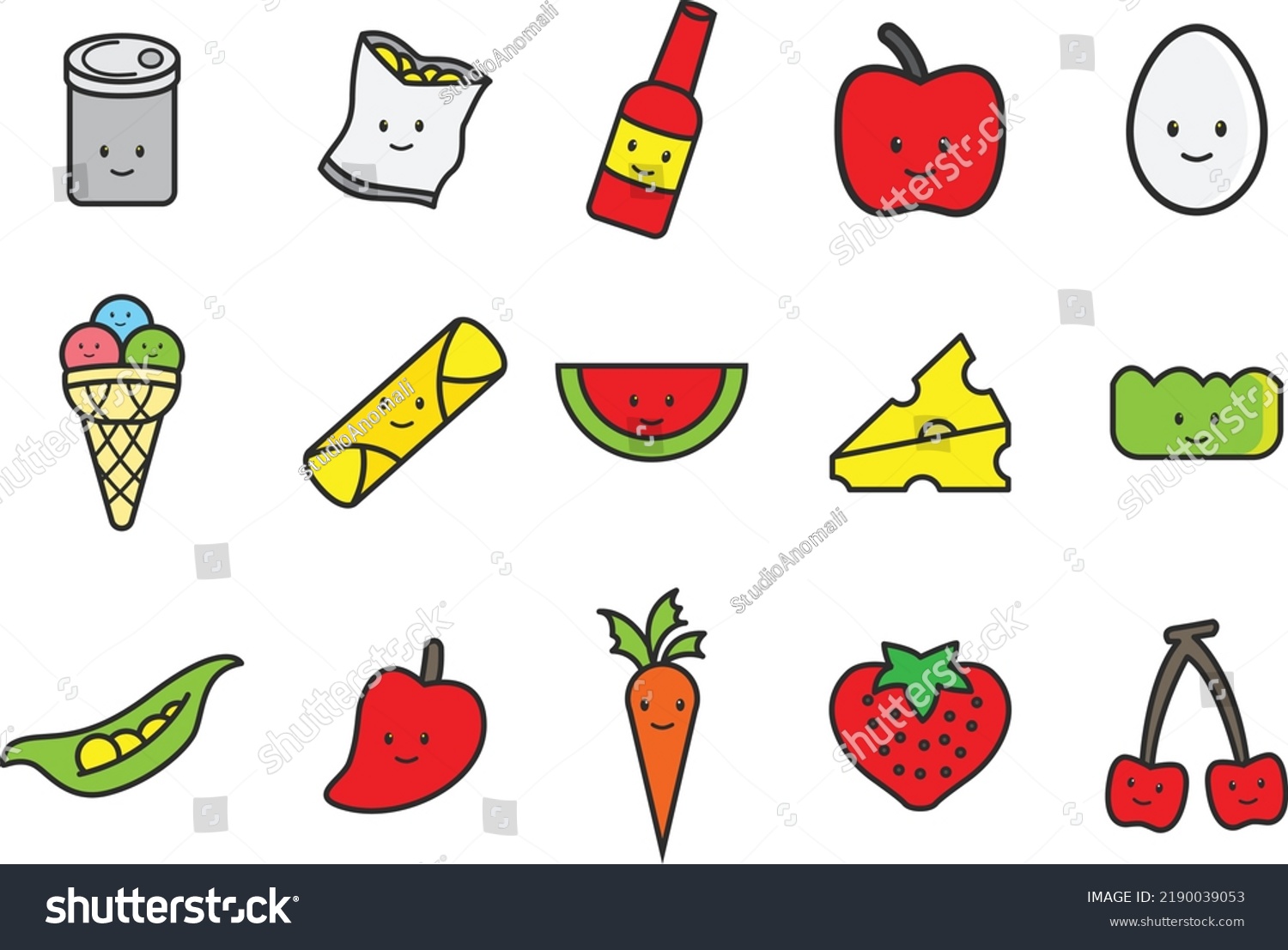 Cute Kawaii Icon Illustration Restaurant Caffe Stock Vector (Royalty ...