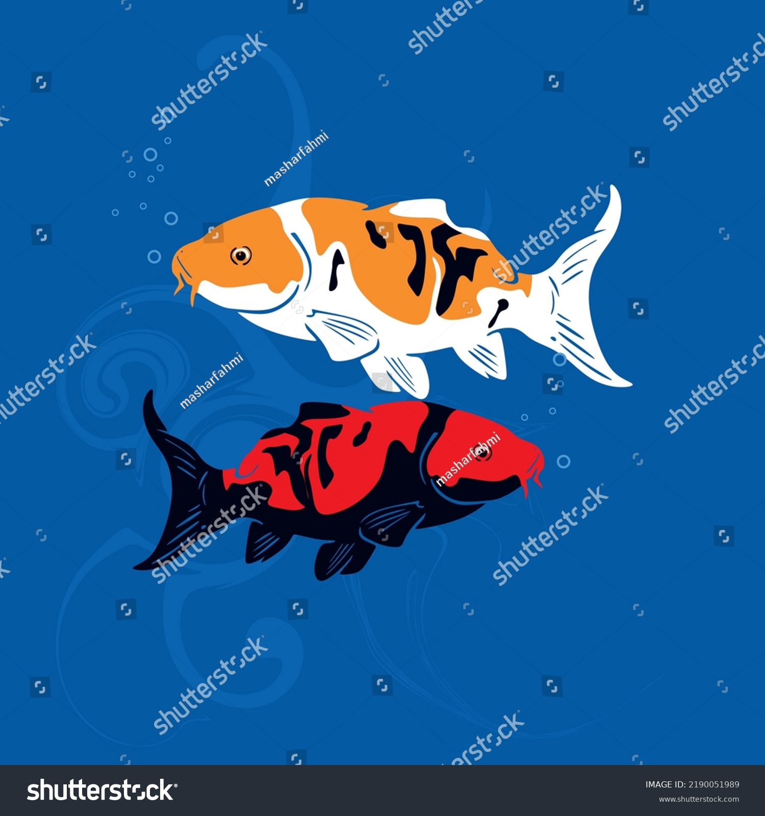 Koi Fish Swimming Water Logo Silhoette Stock Vector (Royalty Free ...