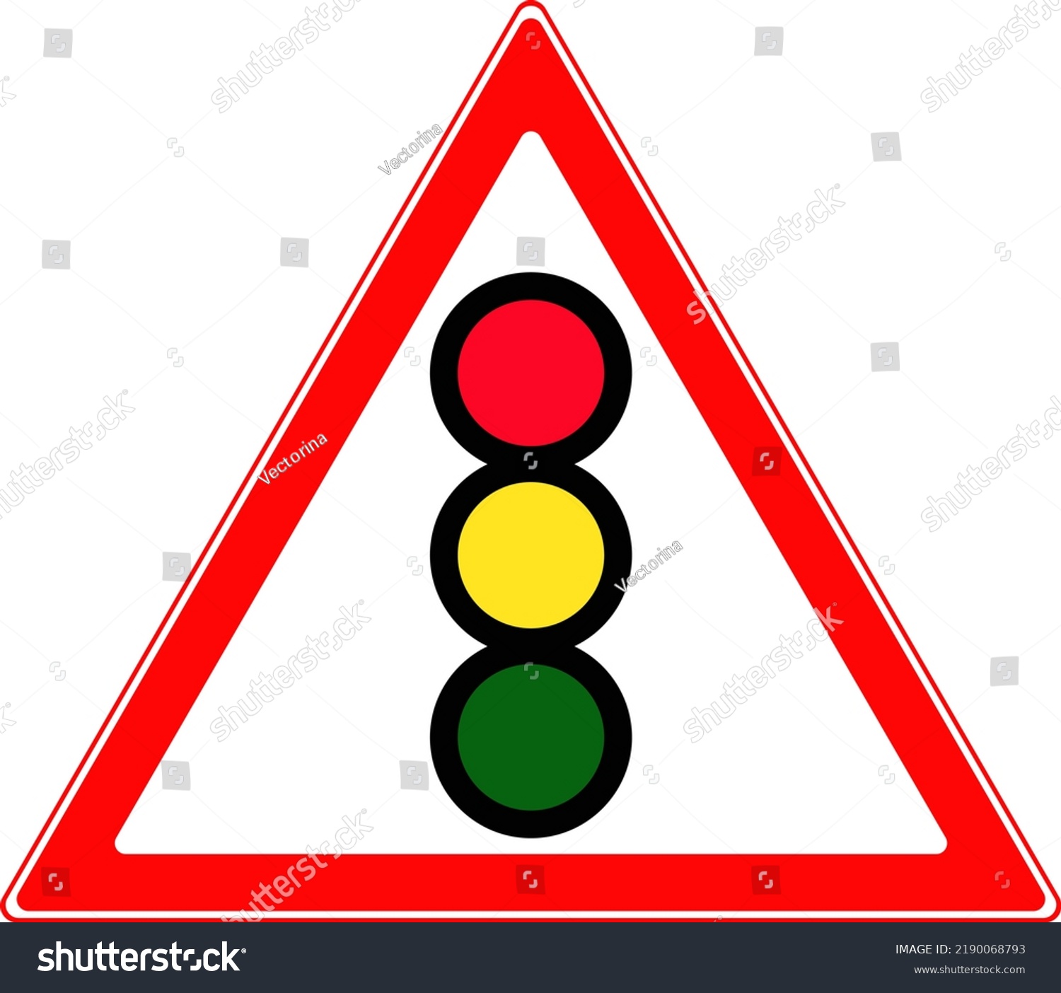 Road Sign Warning About Traffic Light Stock Vector (Royalty Free ...