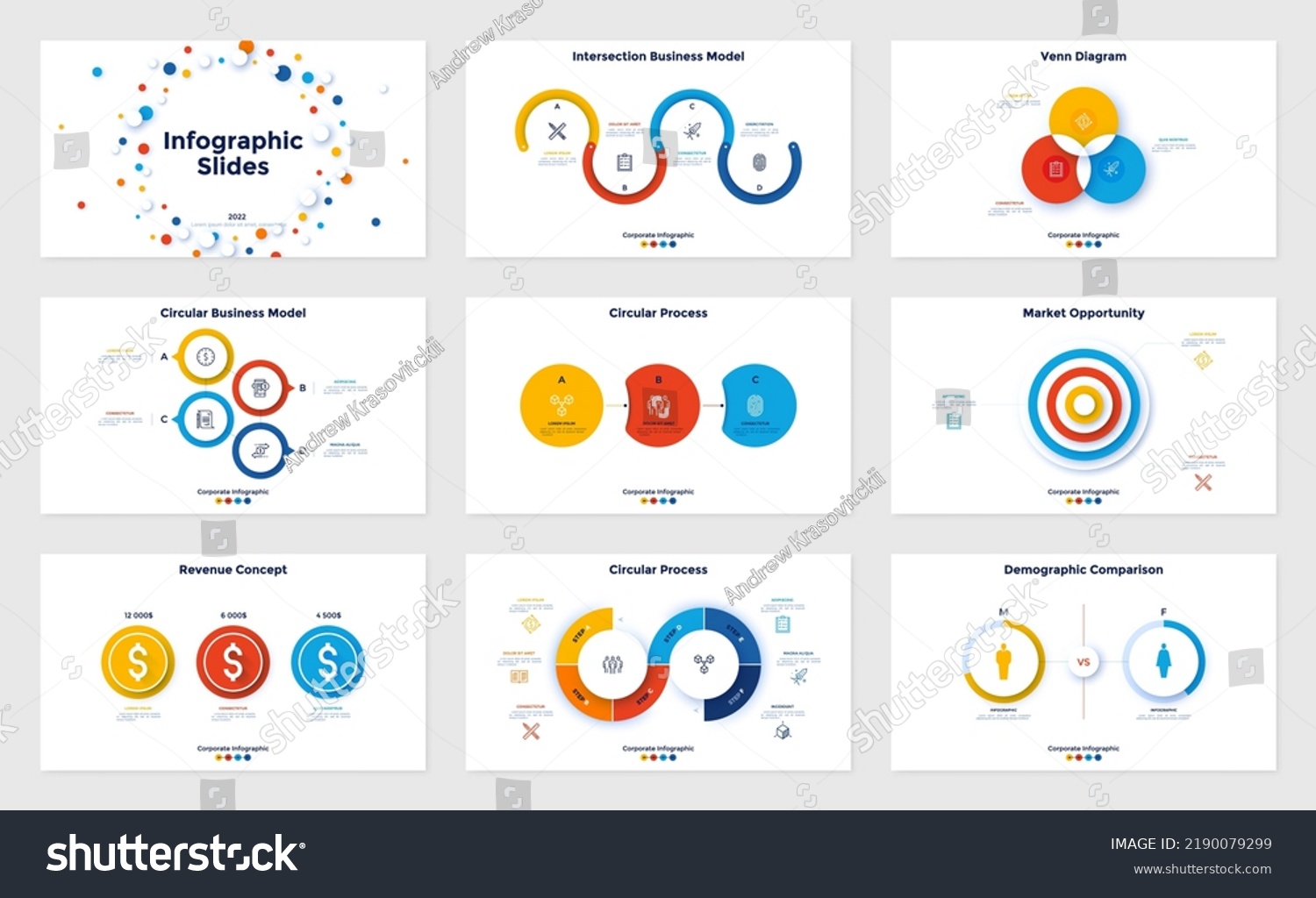 Set Infographic Presentation Slides Demographic Gender Stock Vector ...